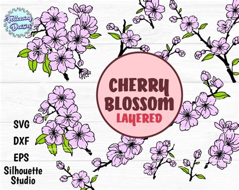 Download Cherry Blossoms SVG File - SVG Design Cricut SVG Free PSD Mockups
