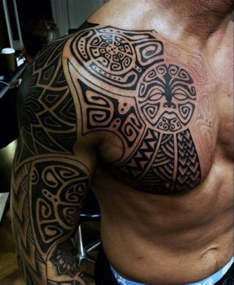 30+ Shoulder Arm Chest Tribal Tattoo Designs & Ideas