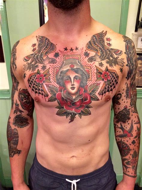 Japanese chest piece with samurai and hannya mask Chest