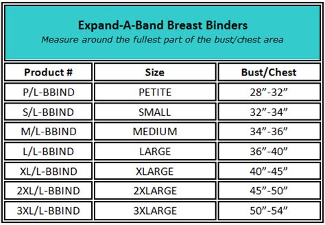 Chest Binder Size Chart
