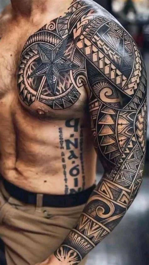 Chest To Arm Tattoo