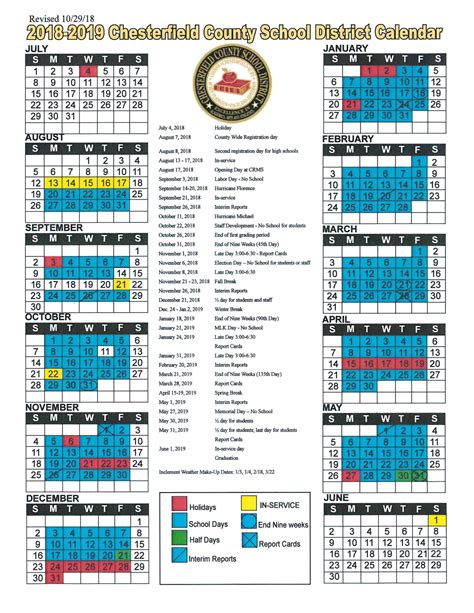 School Calendar Chesterfield County Working Calendar