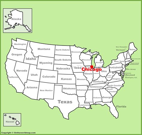 Chicago location on the U.S. Map