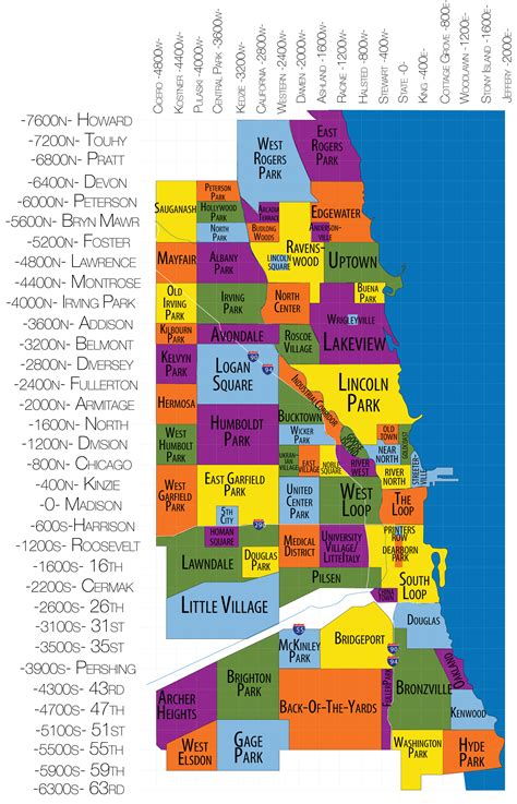 Map of Chicago neighborhood surrounding area and suburbs of Chicago