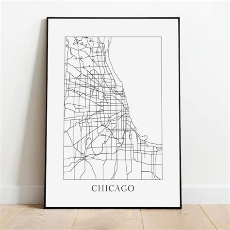 Chicago Neighborhood Typography City Map Print Etsy Chicago art