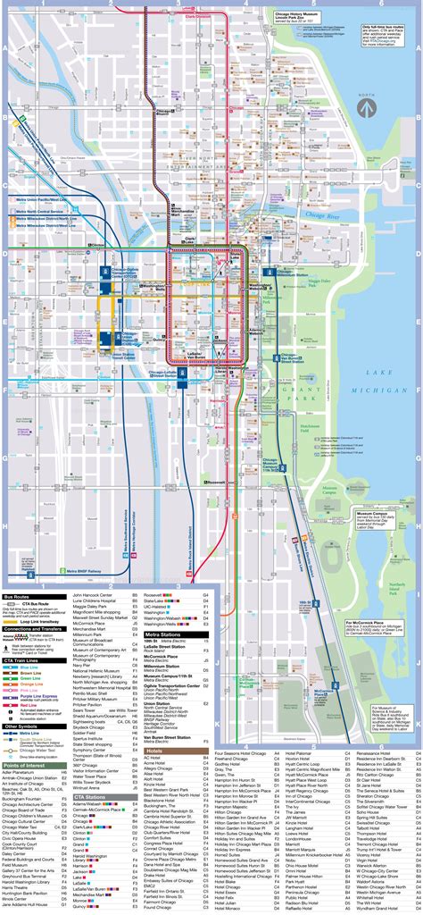 Chicago Loop Hotels And Tourist Attractions Map Chicago Loop Map