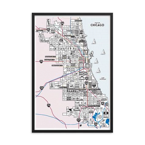 CHICAGO Neighborhood Map Print chicago wall art chicago