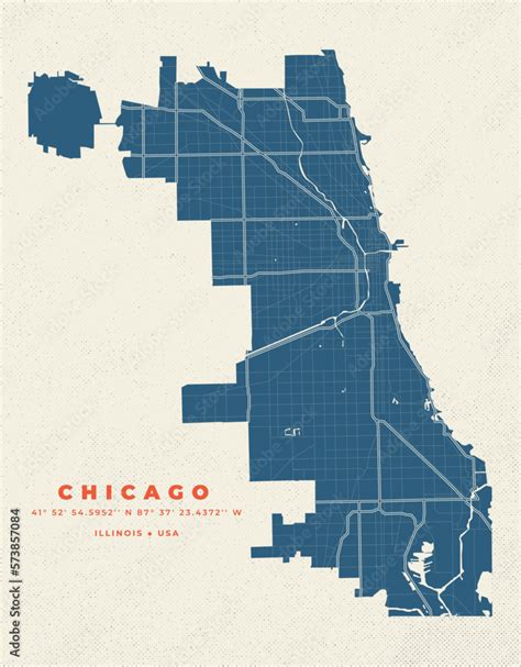 Chicago vector map. Eps Illustrator Vector City Maps USA America. Eps
