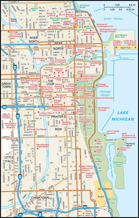 Detailed Downtown Chicago Map chicago hotel rooms chicago tickets