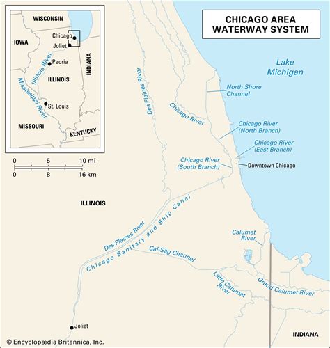 Map of Chicago River with Emphasis on Recreational Use Chicago River