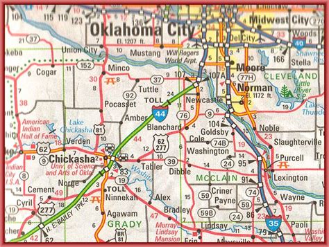 Chickasha, Oklahoma, CITY MAP, antique, American, vintage decor, 24"x28