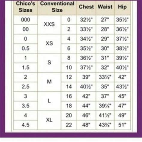 Chico's Size Chart Conversion