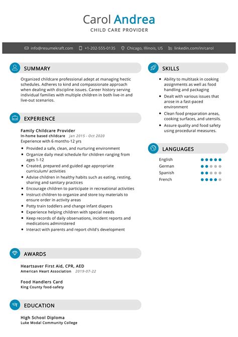 Child Care Resume