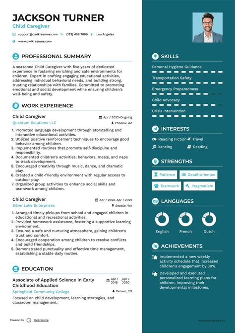 Child Caregiver Resume Sample