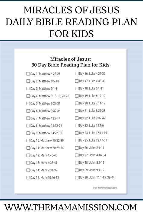 Children's Bible Reading Plan Printable