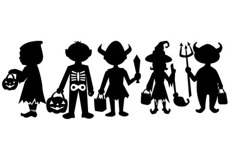 Download Children Trick or Treating Silhouettes Design Set SVG File - SVG Design Printable