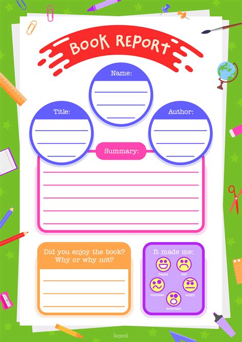 Childrens Book Report Template