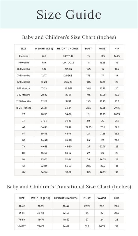 Childrens Dress Size Chart