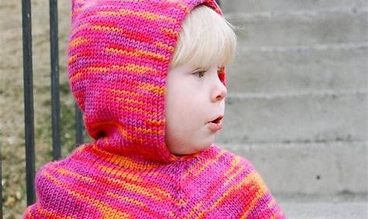 Childs Hooded Poncho Knitting Pattern