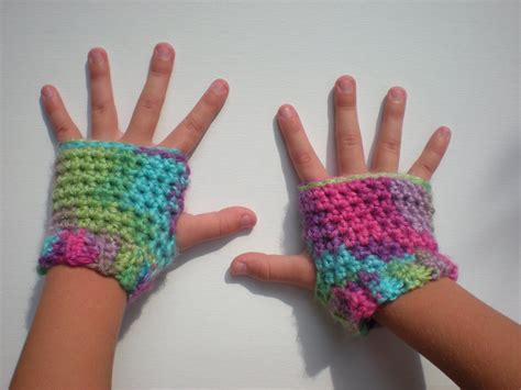 Childs Crochet Fingerless Gloves