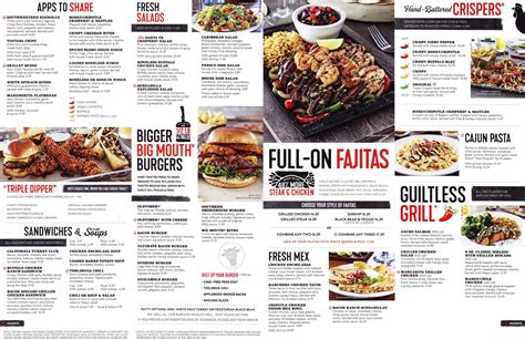 Chili's Menu Printable