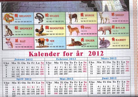 Chinese Calendar 1952