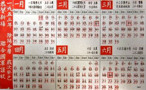 Chinese Calendar 1953