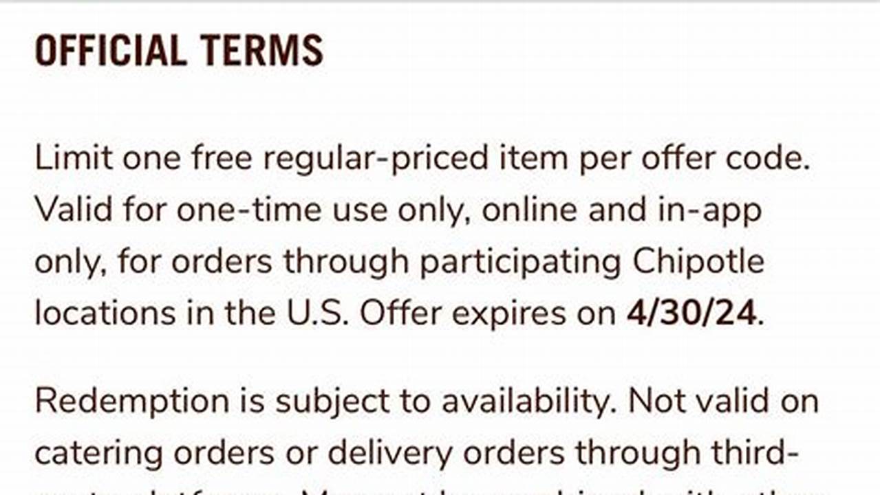 Chipotle Free Entree Code 2024