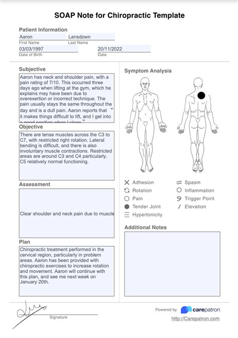 Chiropractic Soap Note Template | Soap note, Notes template, Treatment