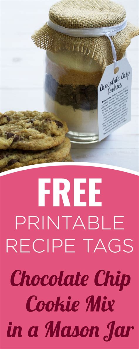 Chocolate Chip Cookies In A Jar Printable Tags