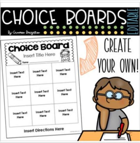 Choice Board Student Menu Tic Tac Toe Blank Templates Create Your Own Editable