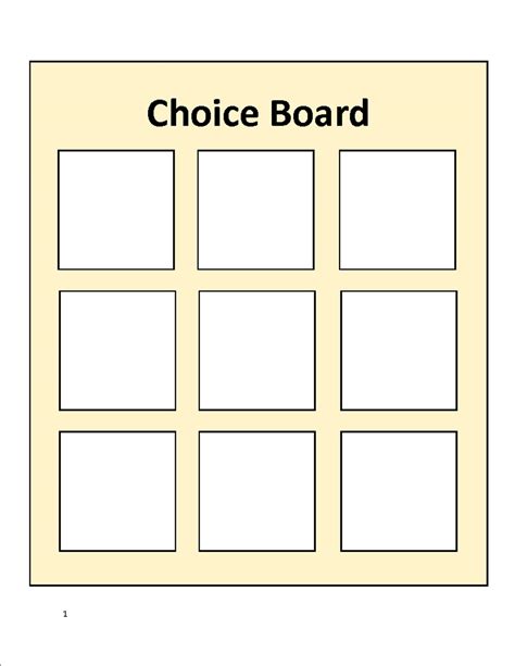 Choice Board Template