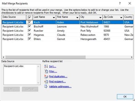 Choose your recipient options