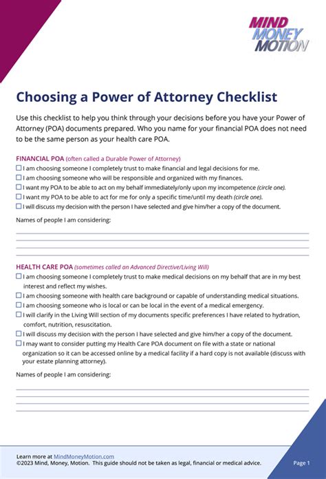 Choosing a Power of Attorney