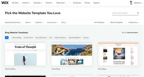 Choosing a Template for Your Wix Blog