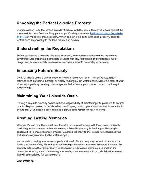 Choosing the Perfect Lakeside Location