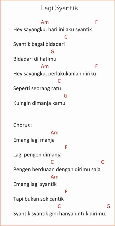 Chord Gitar Lagu Lagi Syantik