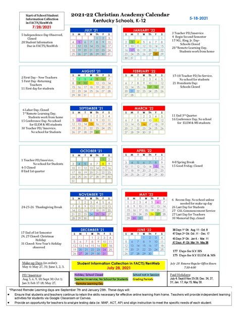 Christian Academy Louisville Calendar