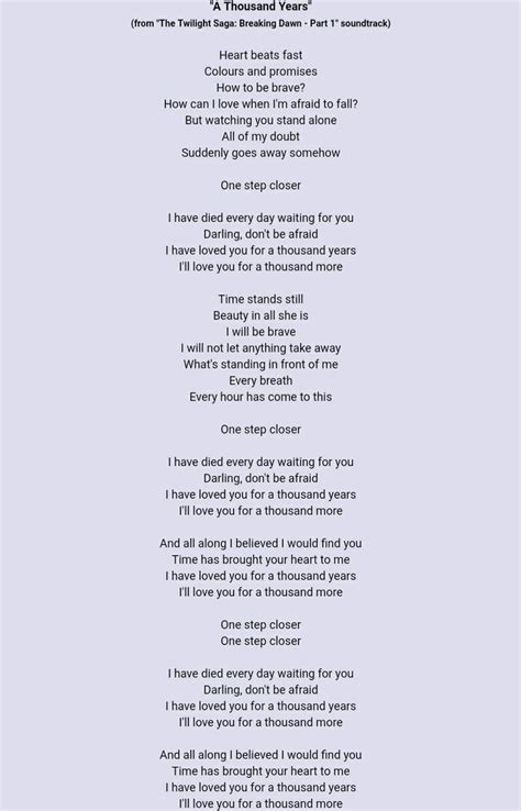 Christina Perri A Thousand Years (Lyrics) YouTube