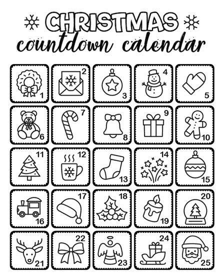 Christmas Calendar Coloring Pages