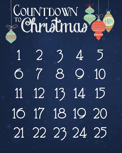 Christmas Calendar Countdown Printable