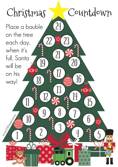 Christmas Countdown Calendar Printable Free