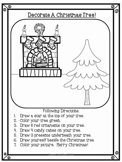 Christmas Following Directions Worksheet