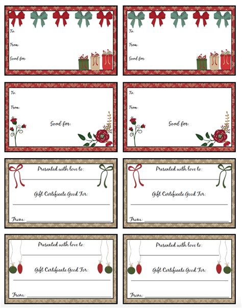 Christmas Gift Certificates Free Printable