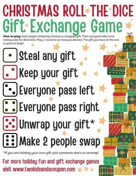 Christmas Gift Dice Game Free Printable
