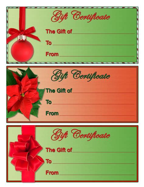 Christmas Printable Gift Certificates