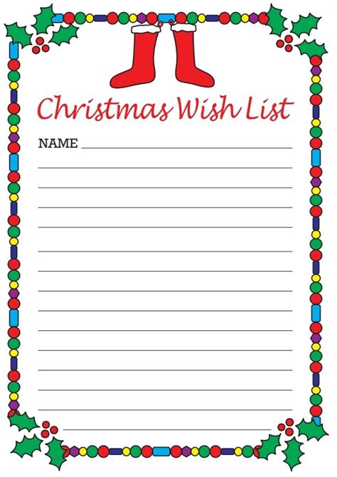 Christmas Wish List Template Word