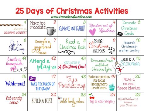 Christmas Advent Calendar Activity Ideas