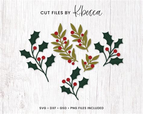 67+ Christmas Berries Svg, Berries Thecraftchop. Holly Cuttable Apexembdesigns Mistletoe