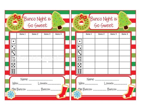 Christmas Bunco Score Sheets Printable Free